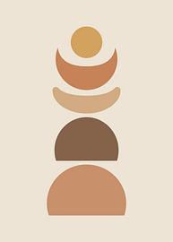 Boho stacked abstract shapes forming sun, moon, and arch silhouette by Adam Khabibi