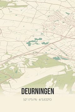 Vintage landkaart van Deurningen (Overijssel) van Rezona