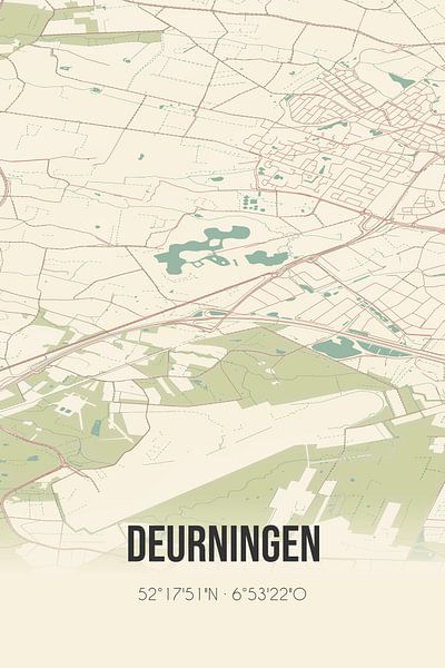 Carte ancienne de Deurningen (Overijssel) par Affiches de lieux