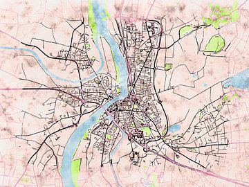 Map of Arles with the style 'Soothing Spring' by Maporia