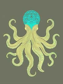 Abstract illustration of an octopus in green by STUDIO ARTSY