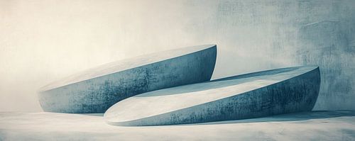 Blauw Duo | Abstracte Blauwe Ovalen Samenspel van Modern Collection
