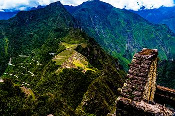 Blick von einem Tempel in Machu Picchu, Peru