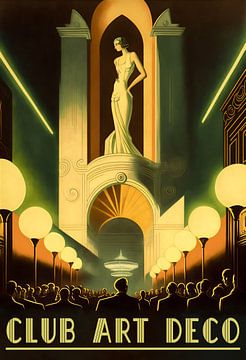 Club Art Deco - Vintage affiche van een nachtclub in de jaren 20/30 van Roger VDB