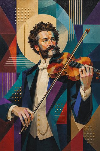 Johann Strauss met viool schilderij.