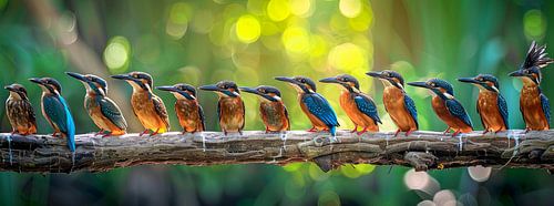 ijsvogels op een rij