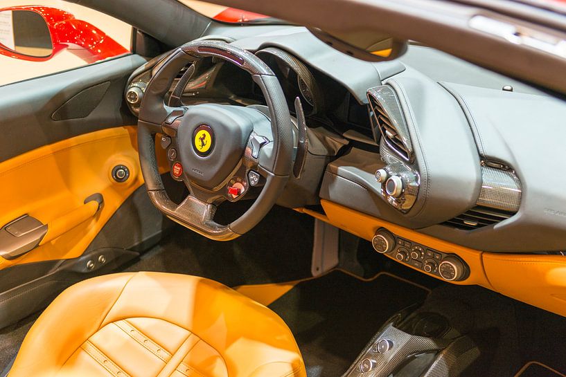 Ferrari 488 Spider convertible sports car dashboard by Sjoerd van der Wal Photography