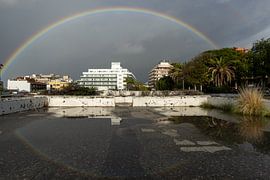 Colourful light above the old bus station by Walter G. Allgöwer