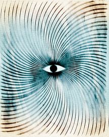 Maan Geometrie Retro Art Deco Surrealisme Ombre van FRESH Fine Art