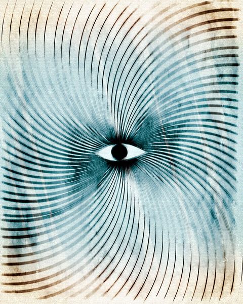 Moon Geometry Retro Art Deco Surrealism Ombre by FRESH Fine Art