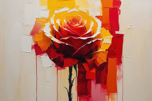 Roos in warme abstracte vlakken