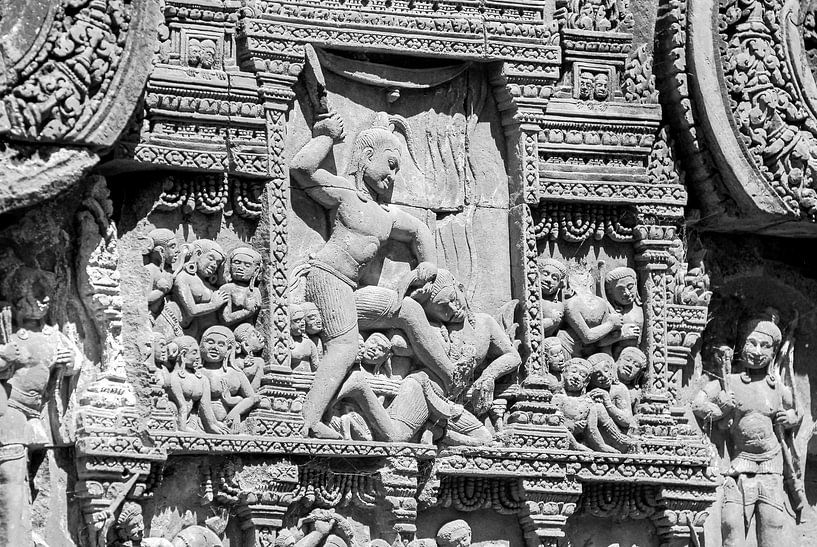 Detail Banteay Srei temple, Angkor Wat, Cambodja van Jan Fritz