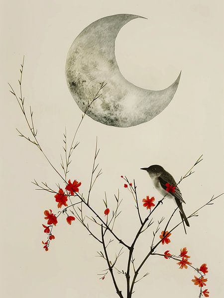 BIrd under the moon by haroulita