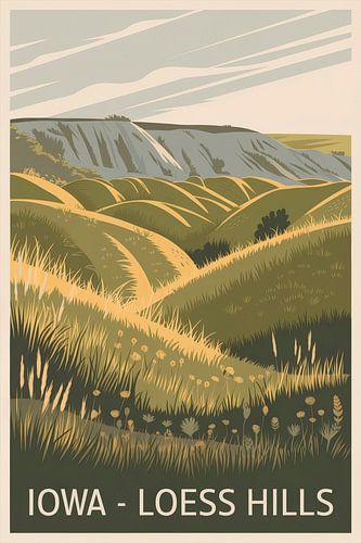 Iowa - Loess Hills Vintage Reisposter
