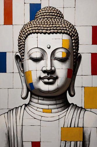 Boeddha in Piet Mondriaan stijl
