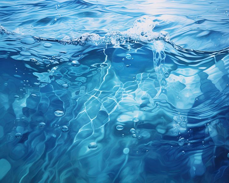 Blaue Tiefen | Realistisches Wasser von Wunderbare Kunst