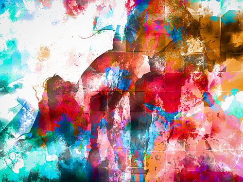 Œuvres d'art numériques modernes et abstraites en rouge, bleu et orange