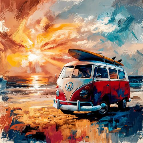 Sonnenuntergang mit dem VW-Bus