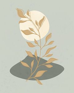 Paysage minimaliste avec une plante à feuilles d'or sur Tanja Udelhofen