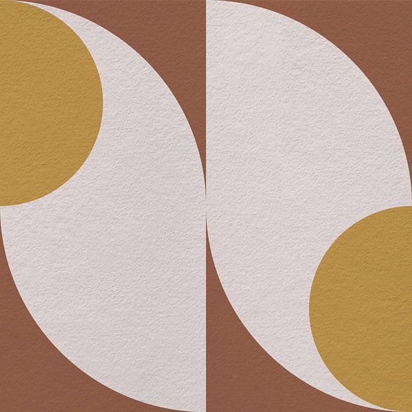 Moderne abstrakte minimalistische Kunst mit geometrischen Formen in braun, gelb, weiß von Dina Dankers