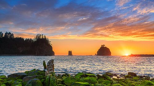 Zonsondergang bij La Push Beach, Washington