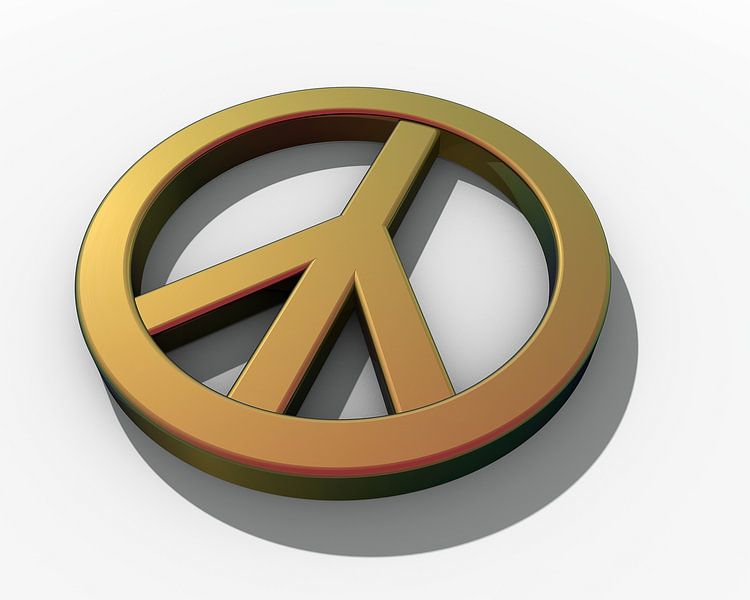 3d peace sign made of brass by Emiel de Lange
