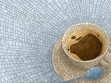 Coffee cup mosaic by Richard Laschon