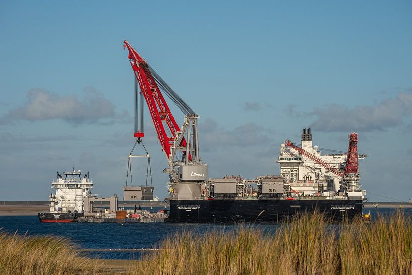 Imposing Pioneering Spirit spotted on the Second Maasvlakte (Princess Alexiahaven). by Jaap van den Berg