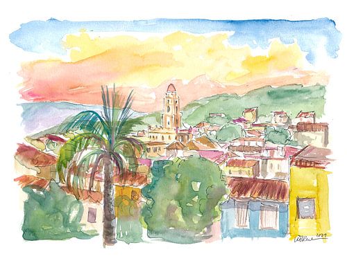 Vue de la ville de Trinidad Cuba avec le lever de soleil des Caraïbes