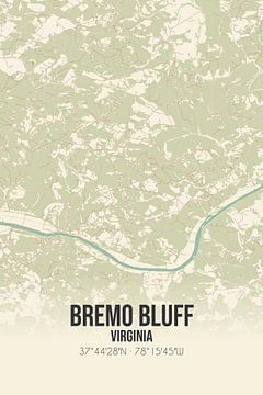 Carte ancienne de Bremo Bluff (Virginie), USA. sur Rezona