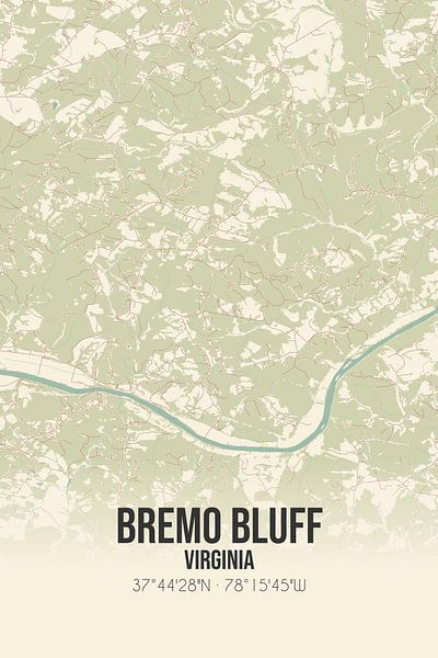 Carte ancienne de Bremo Bluff (Virginie), USA. par Affiches de lieux