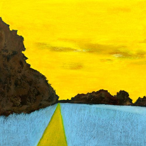 Weiland met gele lucht en blauw gras van Ellen Wels