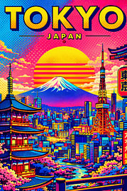Tokio, Japan – Pop-Art-Stadtansicht von Vicky Hanggara