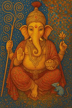 Ganesha-Gemälde, Gott der Weisheit, des Intellekts und des Wohlstands. von Galerie Hoppenbrouwers