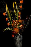 Halloween boeket met oranje bloemen