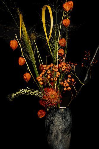 Halloween boeket met oranje bloemen