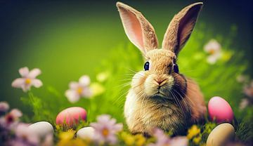 Doux lapin de Pâques d'une prairie de printemps Illustration 04 sur Animaflora PicsStock