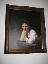 Klantfoto: Meisje in 't venster - Rembrandt van Rijn, op canvas