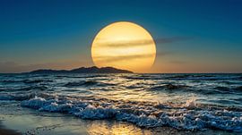 Giant Orb Sunset Over the Ocean by Markus Gann