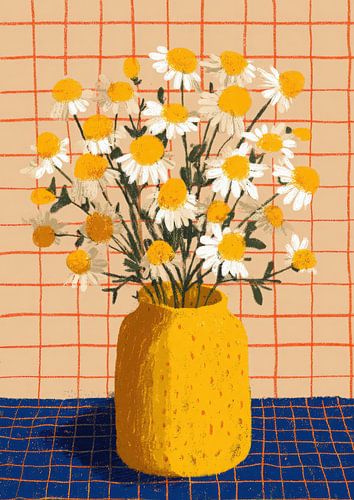 Bloemen in gele vaas