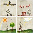 Piepvogel Collage 4 von Marion Tenbergen Miniaturansicht