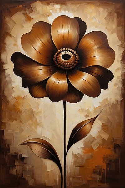 Abstracte Sepia Bloem in Olieverfstijl van Art & Soul Creations