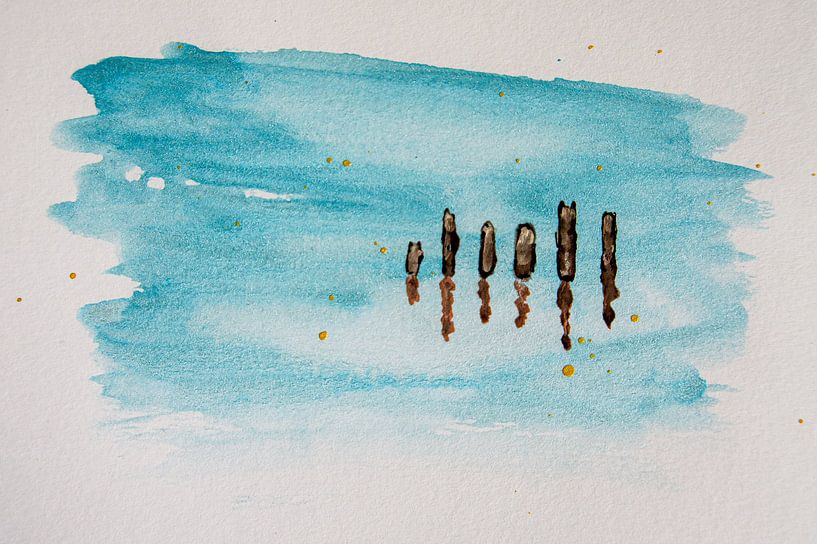 Stangen im Wasser von Niek Traas