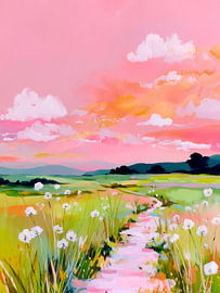 Colorful abstract meadow path by IamHomeStudio