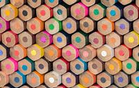 Abstract composition of a set wooden colour pencils