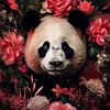 Panda surrounded by flowers by Digitale Schilderijen