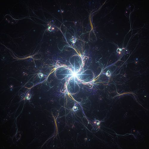 Abstracte fractal met centrale ster en ranken