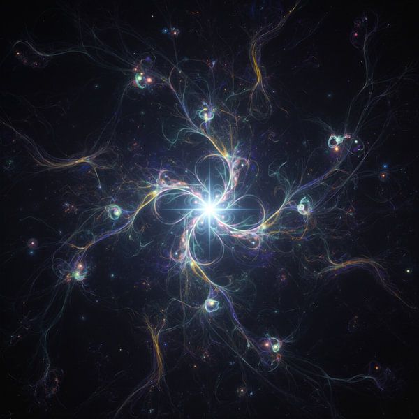 Fractale abstraite avec une étoile centrale et des tiges par Markus Gann
