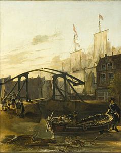 Ansicht eines Hafens in Schiedam, Adam Pijnacker