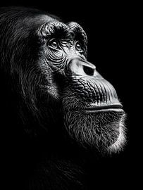 Gorilla – Würdevolles Seitenprofil in Schwarzweiß